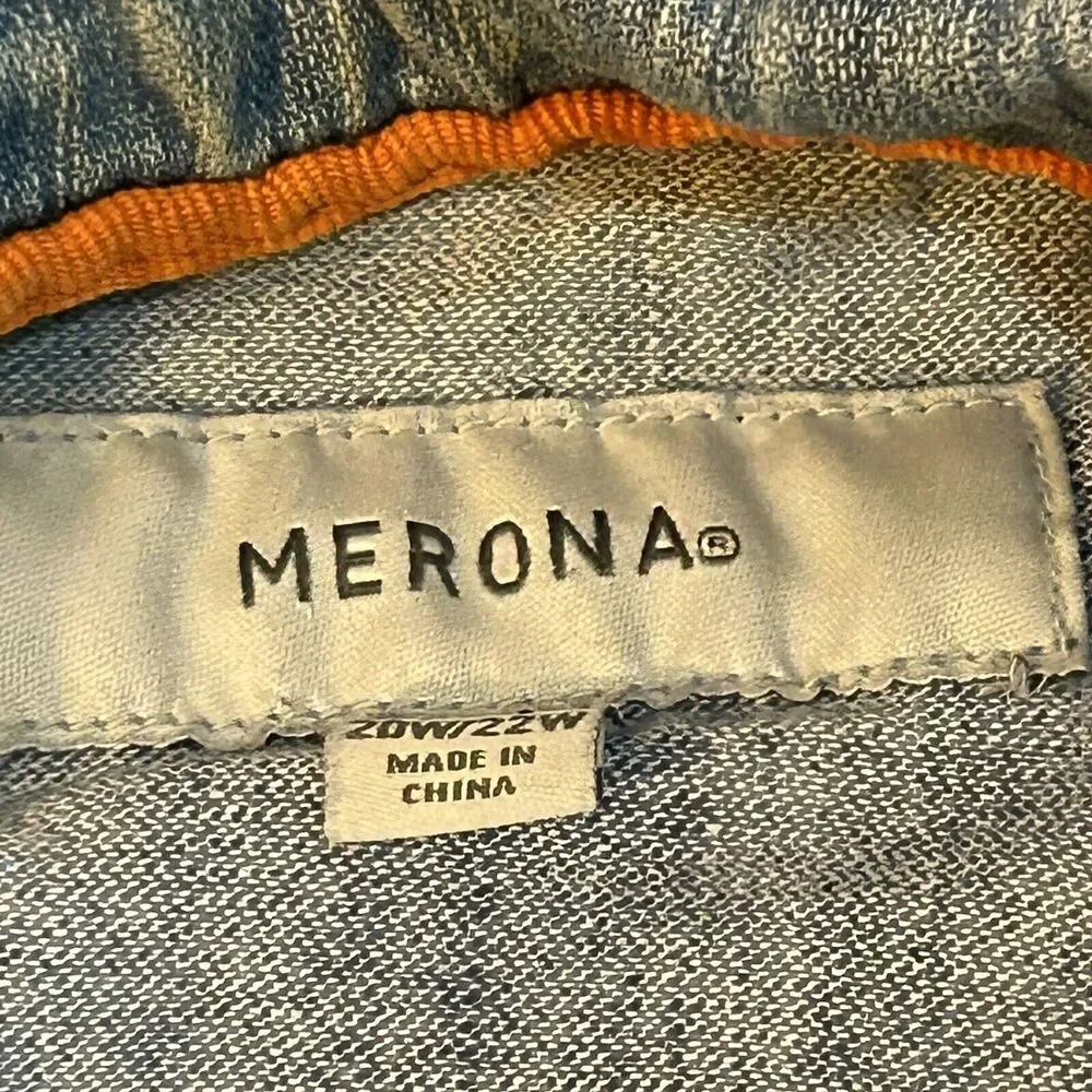 Merona Faded Denim Jean Jacket Womans Size 20/22 W With Pockets outdoorwear - Picture 2 of 15